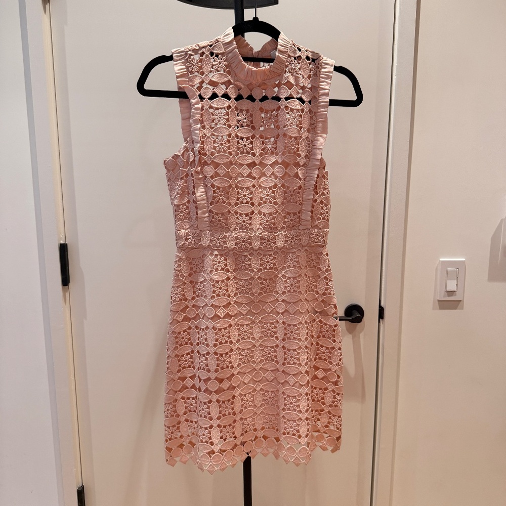 Sandro - Pink Guipure Lace Mini Dress - Size 1 (US Size S)